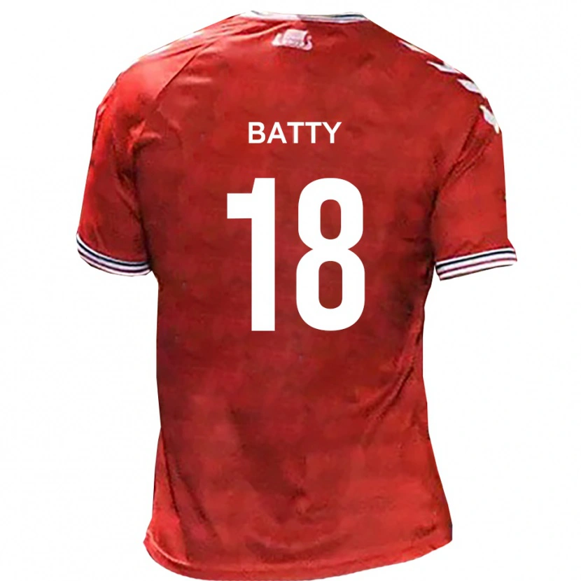 Danxen Kinderen Daniel Batty #18 Rood Wit Thuisshirt Thuistenue 2025/26 T-Shirt België