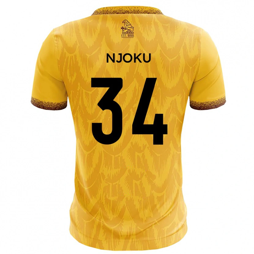 Danxen Kinderen Brandon Njoku #34 Geel Bruin Thuisshirt Thuistenue 2025/26 T-Shirt België