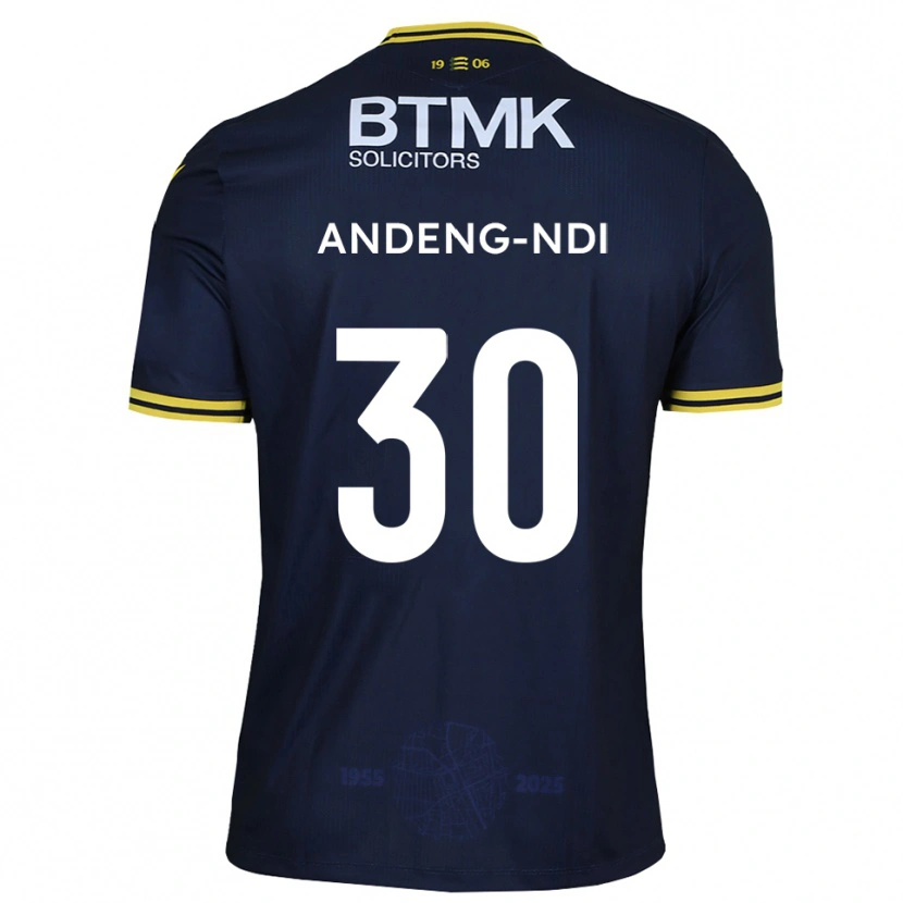 Danxen Kinderen Collin Andeng-Ndi #30 Marine Geel Thuisshirt Thuistenue 2025/26 T-Shirt België