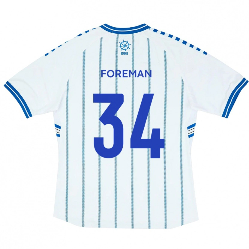 Danxen Kinderen Kian Foreman #34 Wit Blauw Thuisshirt Thuistenue 2025/26 T-Shirt België