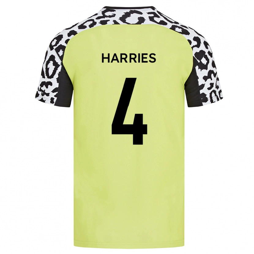 Danxen Kinderen Cian Harries #4 Fluorescerend Geel Thuisshirt Thuistenue 2025/26 T-Shirt België