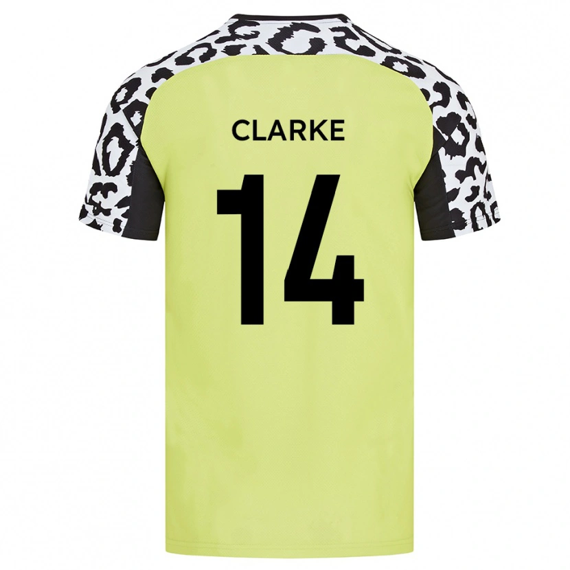 Danxen Kinderen Jayden Clarke #14 Fluorescerend Geel Thuisshirt Thuistenue 2025/26 T-Shirt België