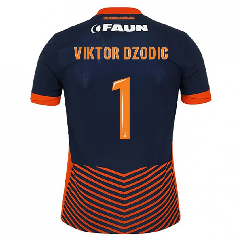Danxen Kinderen Viktor Dzodic #1 Middernachtblauw Oranje Thuisshirt Thuistenue 2025/26 T-Shirt België