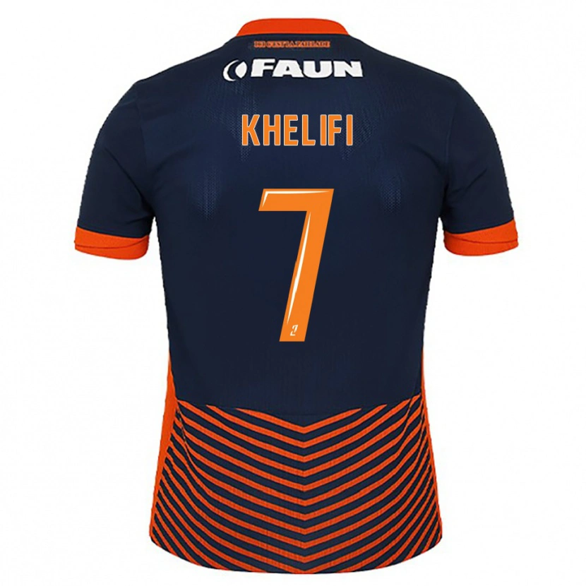 Danxen Kinderen Léa Khelifi #7 Middernachtblauw Oranje Thuisshirt Thuistenue 2025/26 T-Shirt België