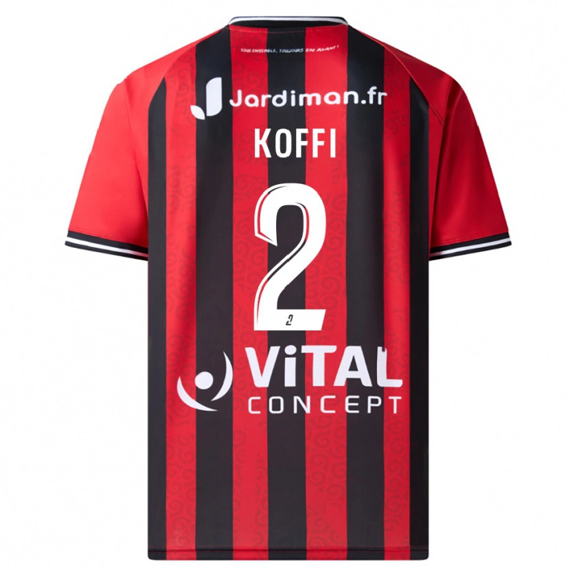 Danxen Kinderen Erwin Koffi #2 Rood Zwart Thuisshirt Thuistenue 2025/26 T-Shirt België