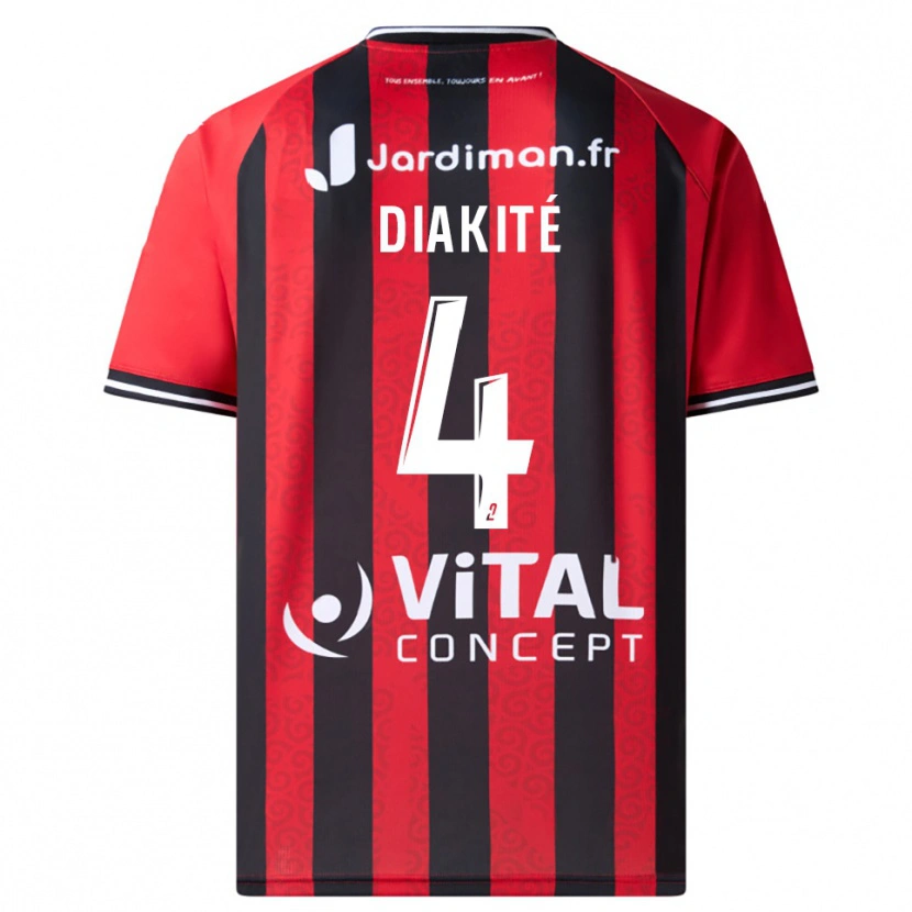 Danxen Kinderen Ibrahima Diakité #4 Rood Zwart Thuisshirt Thuistenue 2025/26 T-Shirt België