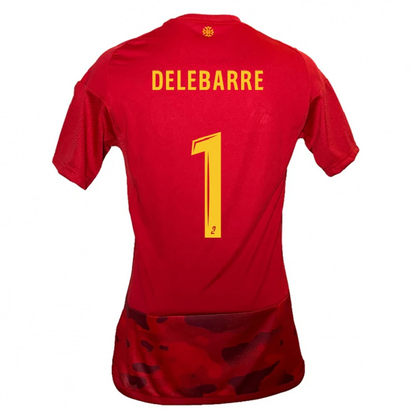 Danxen Kinderen Mathis Delebarre #1 Rood Geel Thuisshirt Thuistenue 2025/26 T-Shirt België