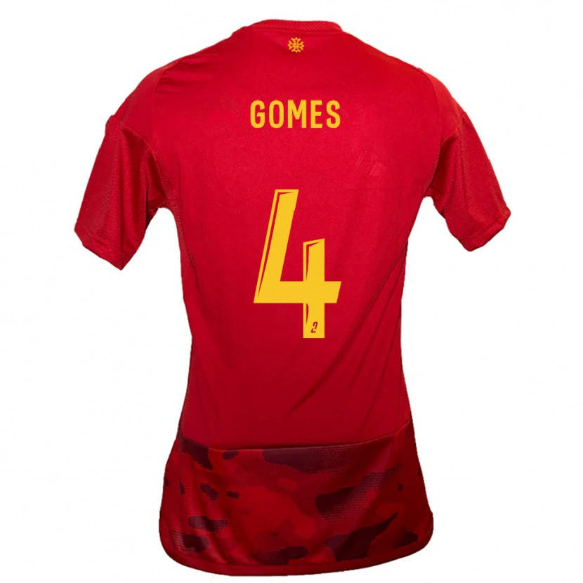 Danxen Kinderen Paul Gomes #4 Rood Geel Thuisshirt Thuistenue 2025/26 T-Shirt België