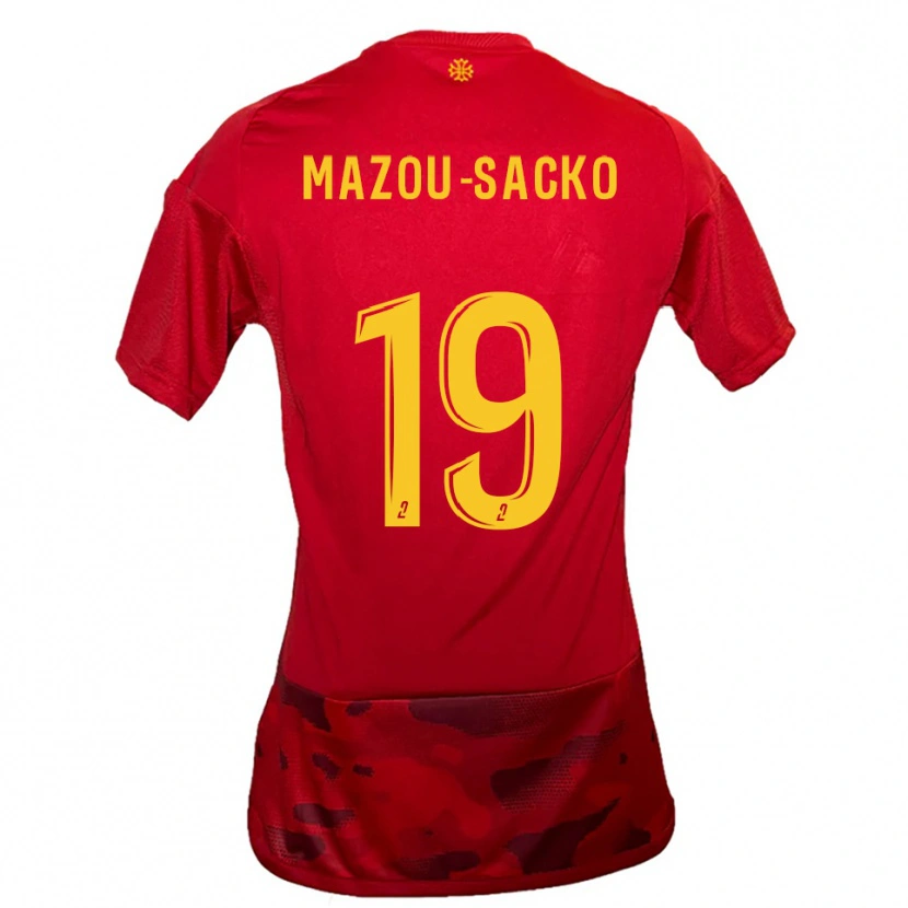 Danxen Kinderen Derek Mazou-Sacko #19 Rood Geel Thuisshirt Thuistenue 2025/26 T-Shirt België