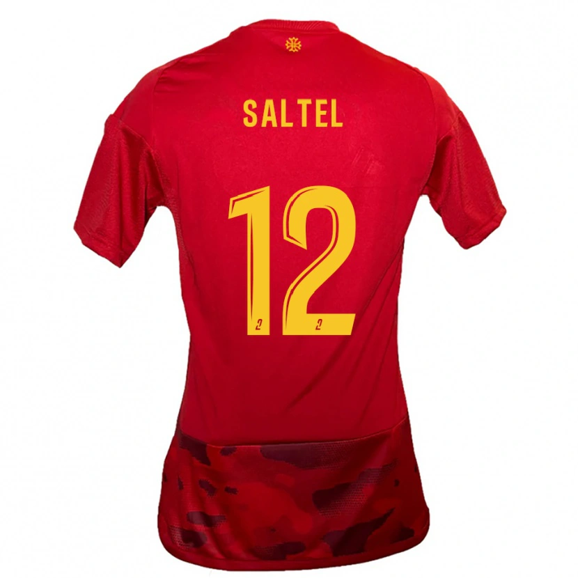 Danxen Kinderen Maëlle Saltel #12 Rood Geel Thuisshirt Thuistenue 2025/26 T-Shirt België