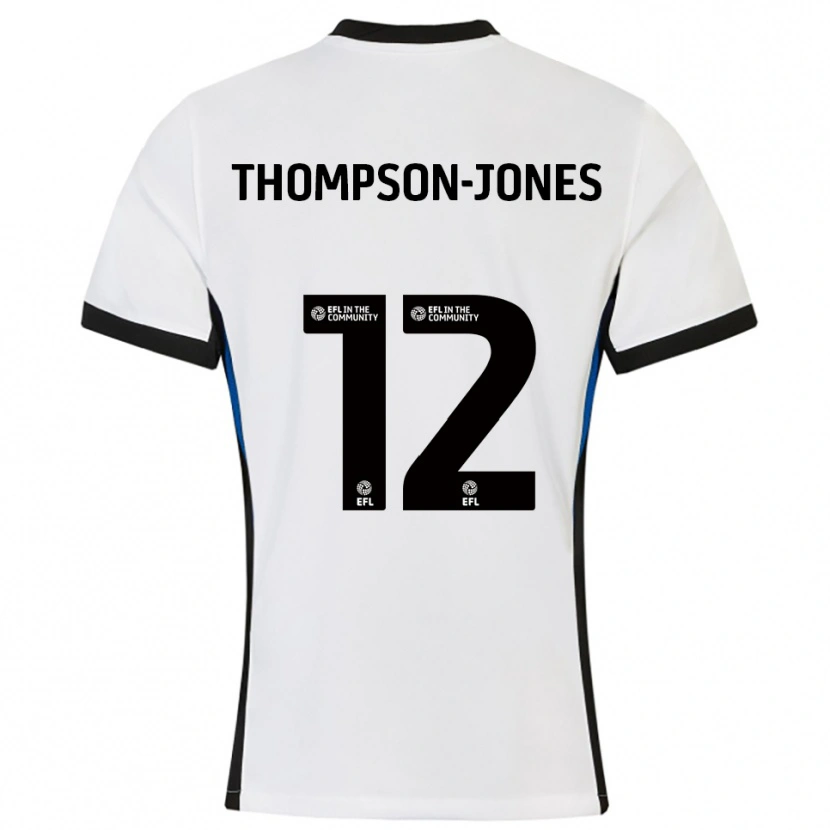 Danxen Kinderen Riquelme Thompson-Jones #12 Wit Blauw Uitshirt Uittenue 2025/26 T-Shirt België