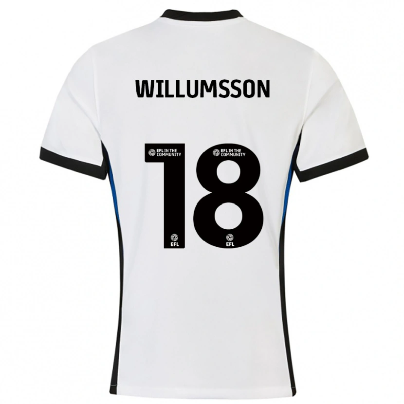 Danxen Kinderen Willum Thór Willumsson #18 Wit Blauw Uitshirt Uittenue 2025/26 T-Shirt België