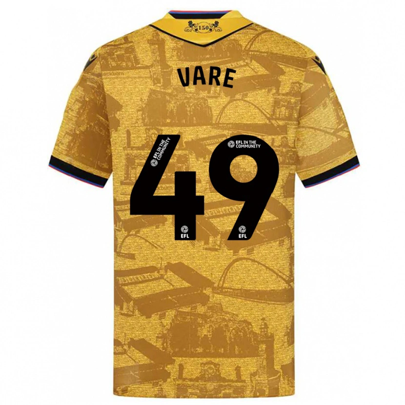 Danxen Kinderen Frank Vare #49 Goud Zwart Uitshirt Uittenue 2025/26 T-Shirt België