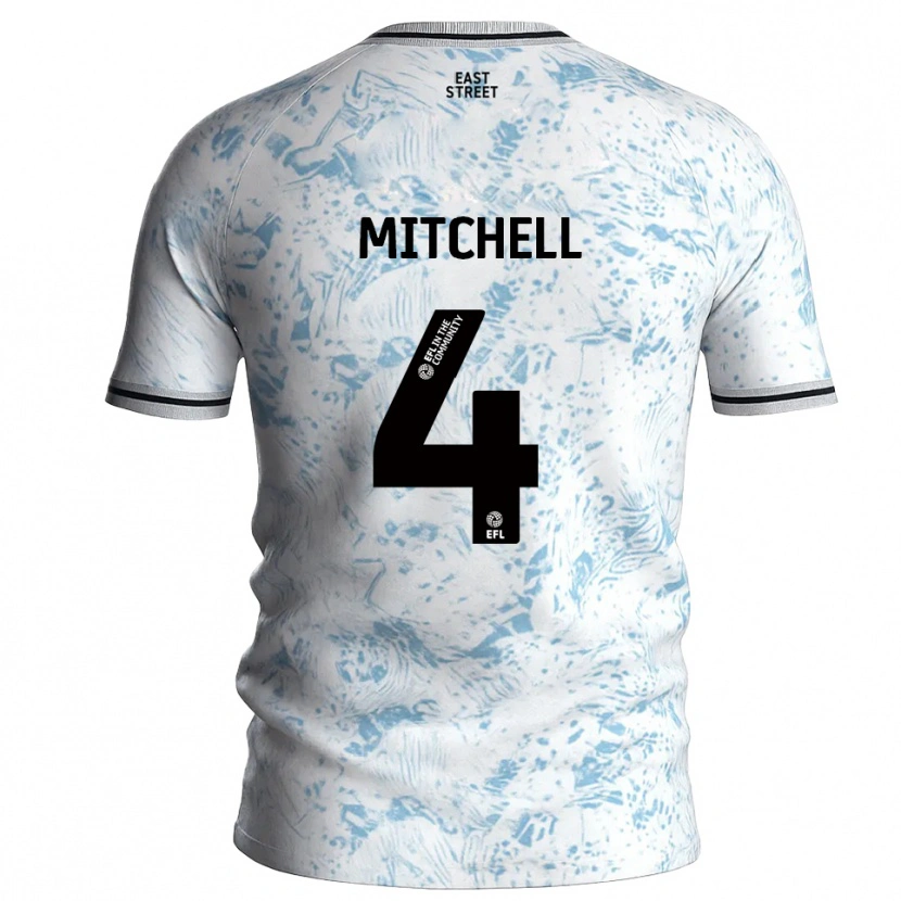 Danxen Kinderen Alex Mitchell #4 Wit Hemelsblauw Uitshirt Uittenue 2025/26 T-Shirt België