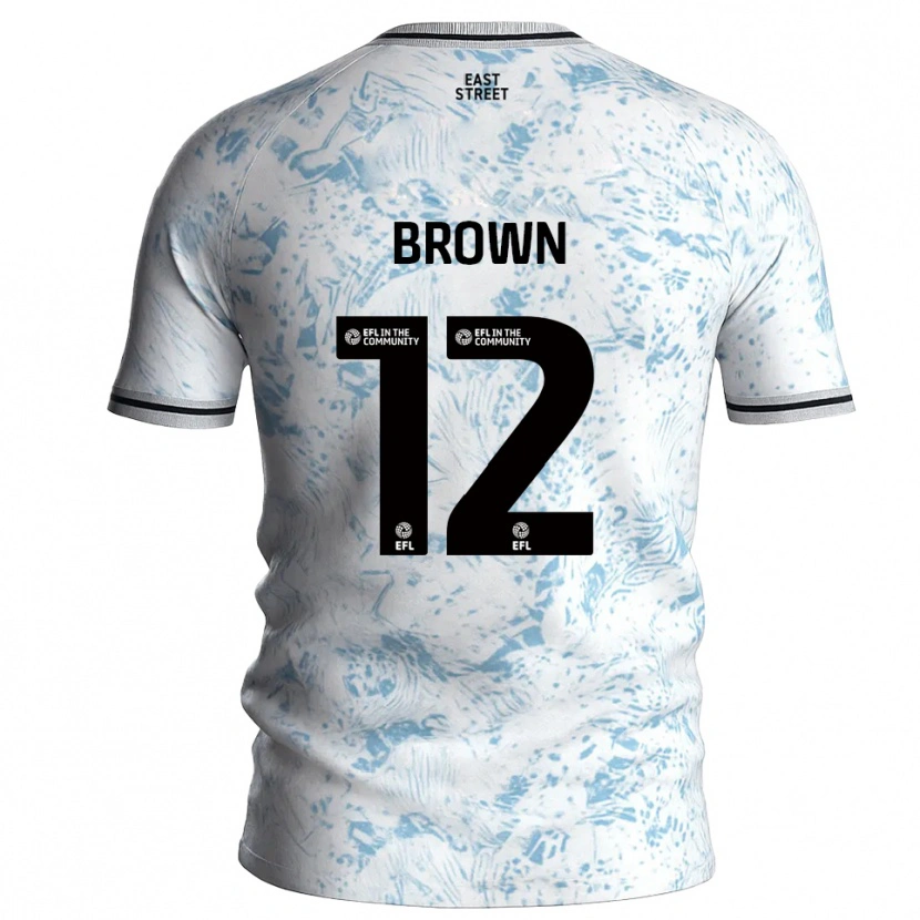 Danxen Kinderen Ethan Brown #12 Wit Hemelsblauw Uitshirt Uittenue 2025/26 T-Shirt België