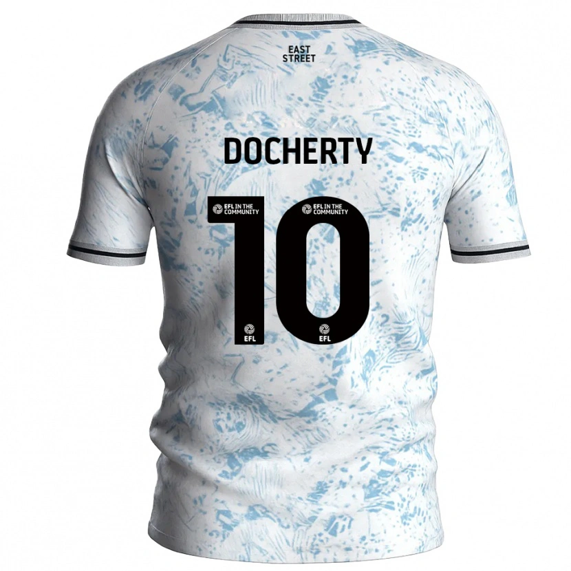 Danxen Kinderen Greg Docherty #10 Wit Hemelsblauw Uitshirt Uittenue 2025/26 T-Shirt België