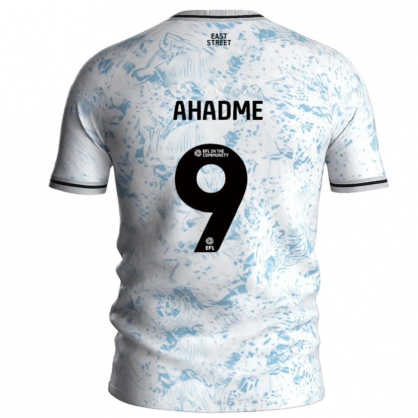 Danxen Kinderen Gassan Ahadme #9 Wit Hemelsblauw Uitshirt Uittenue 2025/26 T-Shirt België