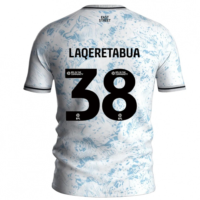 Danxen Kinderen Josh Laqeretabua #38 Wit Hemelsblauw Uitshirt Uittenue 2025/26 T-Shirt België