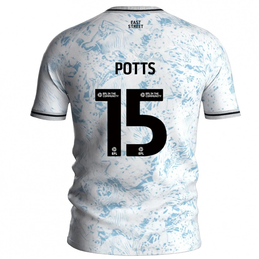 Danxen Kinderen Dan Potts #15 Wit Hemelsblauw Uitshirt Uittenue 2025/26 T-Shirt België