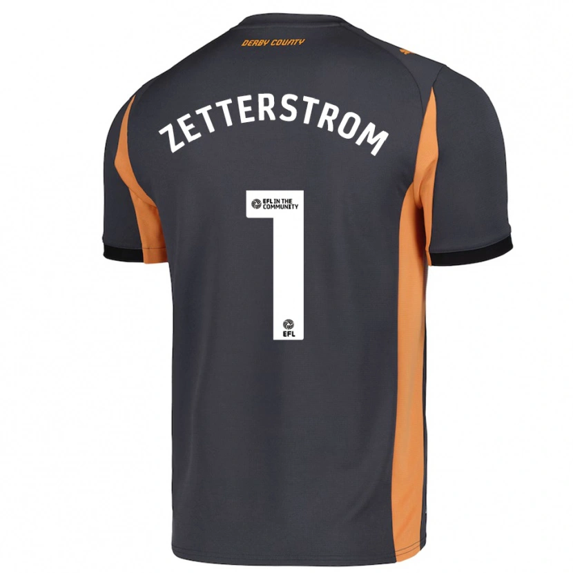Danxen Kinderen Jacob Widell Zetterström #1 Grijs Oranje Zwart Uitshirt Uittenue 2025/26 T-Shirt België