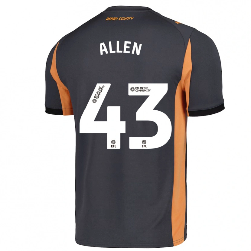 Danxen Kinderen Cruz Allen #43 Grijs Oranje Zwart Uitshirt Uittenue 2025/26 T-Shirt België