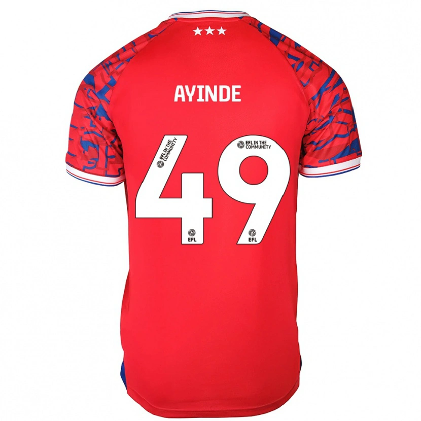 Danxen Kinderen Leon Ayinde #49 Rood Blauw Uitshirt Uittenue 2025/26 T-Shirt België