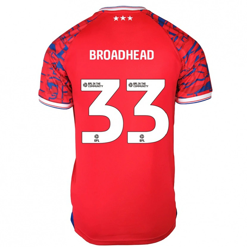 Danxen Kinderen Nathan Broadhead #33 Rood Blauw Uitshirt Uittenue 2025/26 T-Shirt België