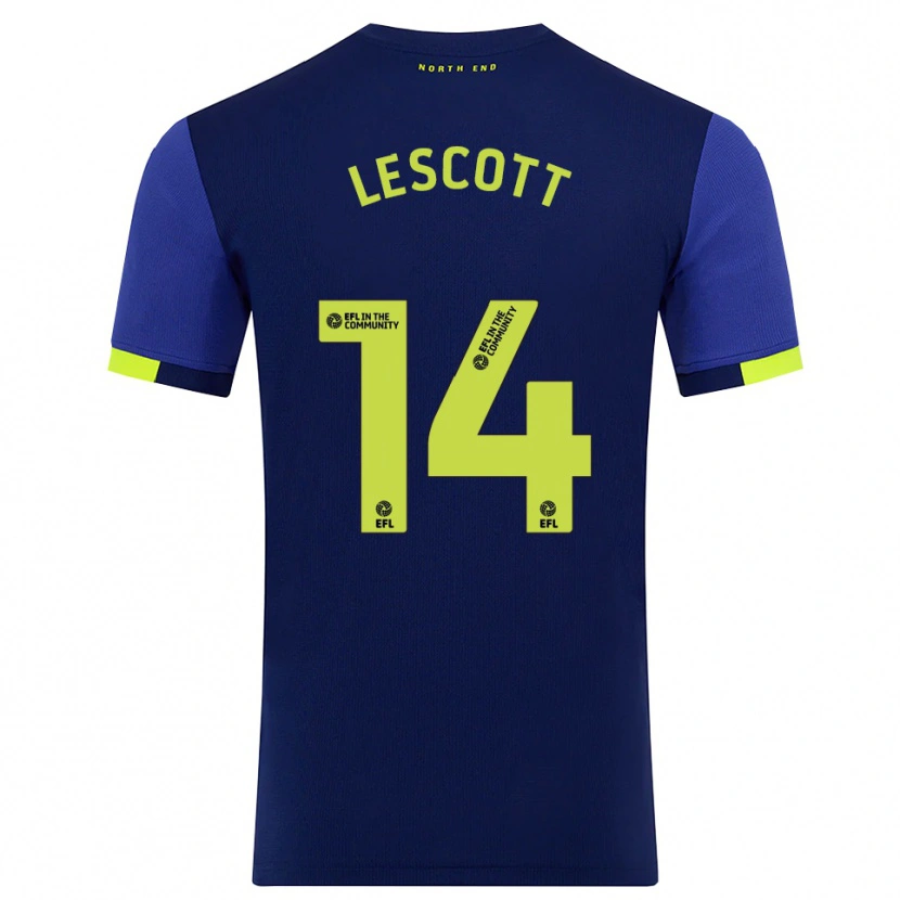 Danxen Kinderen Clayton Lescott #14 Marine Geel Uitshirt Uittenue 2025/26 T-Shirt België