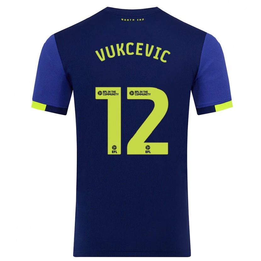 Danxen Kinderen Andrija Vukcevic #12 Marine Geel Uitshirt Uittenue 2025/26 T-Shirt België