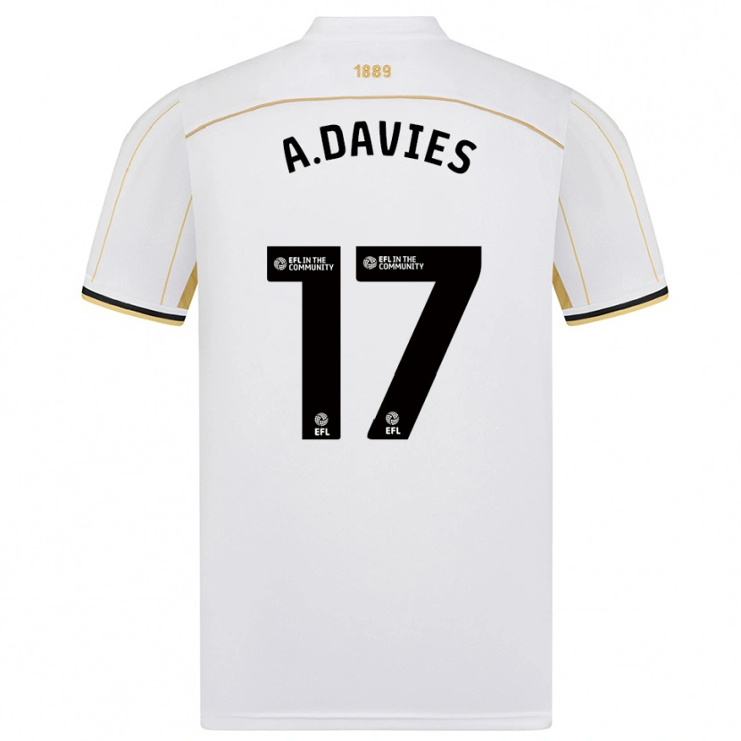 Danxen Kinderen Adam Davies #17 Wit Goud Uitshirt Uittenue 2025/26 T-Shirt België