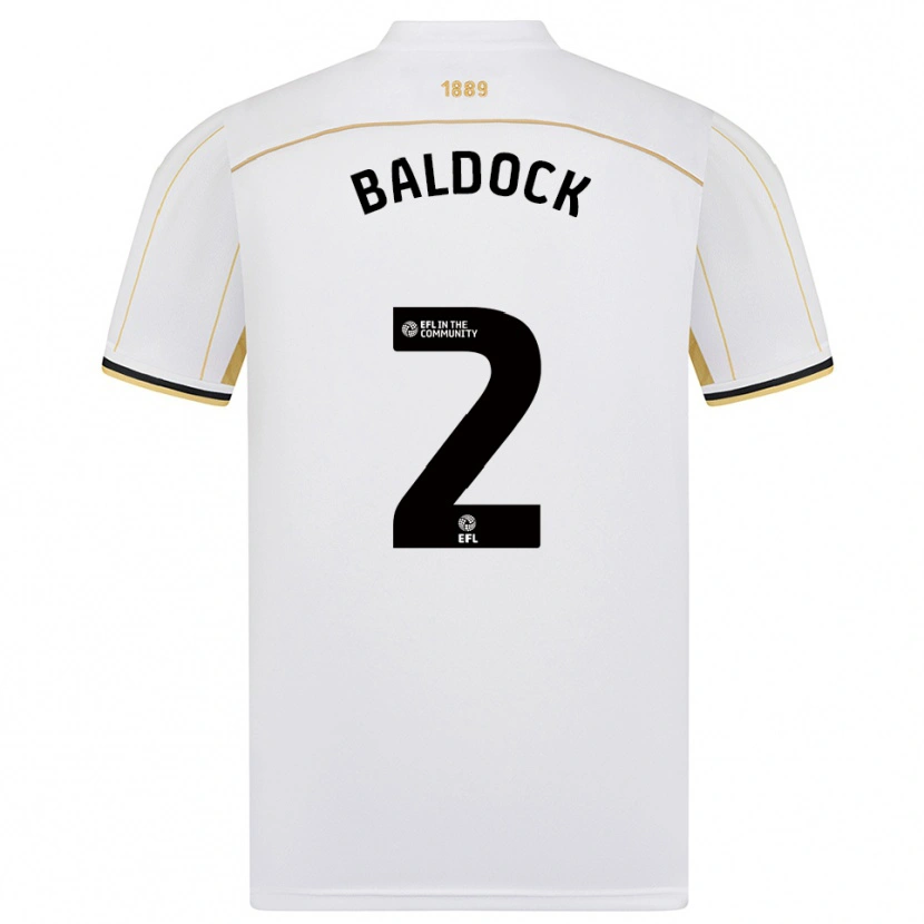 Danxen Kinderen George Baldock #2 Wit Goud Uitshirt Uittenue 2025/26 T-Shirt België