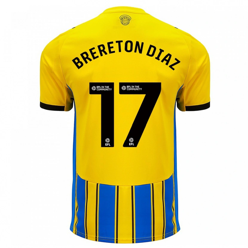 Danxen Kinderen Ben Brereton Díaz #17 Blauw Geel Uitshirt Uittenue 2025/26 T-Shirt België
