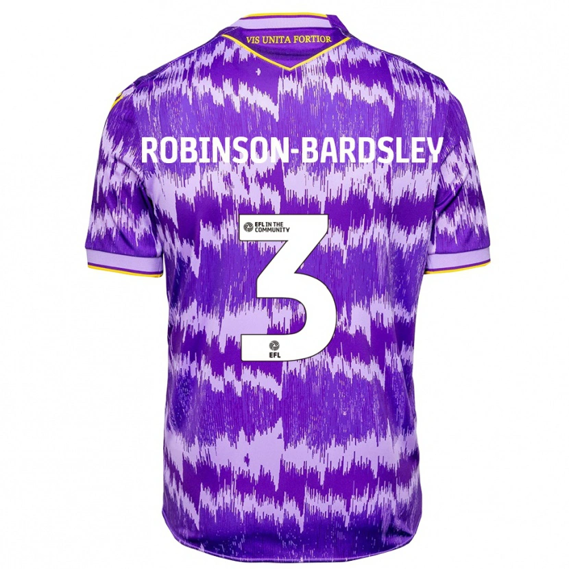 Danxen Kinderen Rocco Robinson-Bardsley #3 Paars Geel Uitshirt Uittenue 2025/26 T-Shirt België