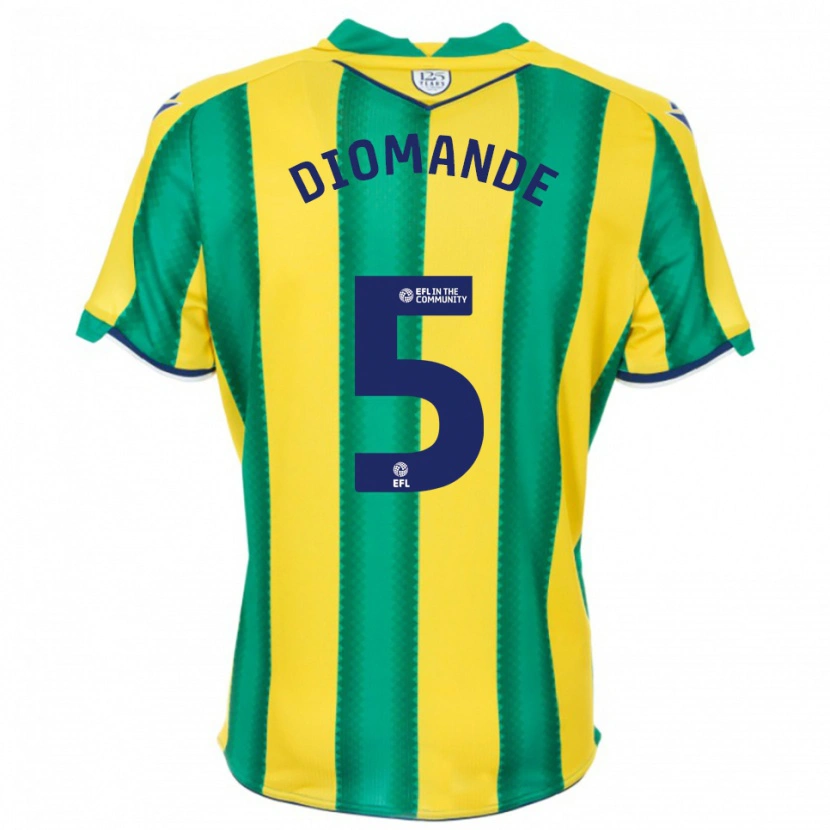 Danxen Kinderen Muhamed Diomande #5 Geel Groen Uitshirt Uittenue 2025/26 T-Shirt België