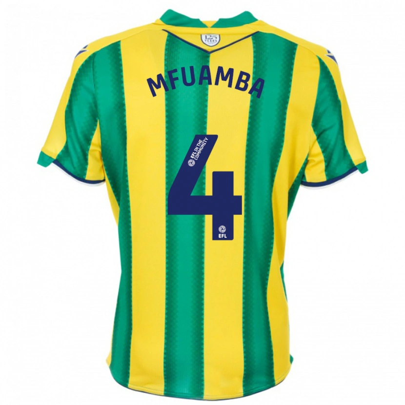 Danxen Kinderen Kevin Mfuamba #4 Geel Groen Uitshirt Uittenue 2025/26 T-Shirt België