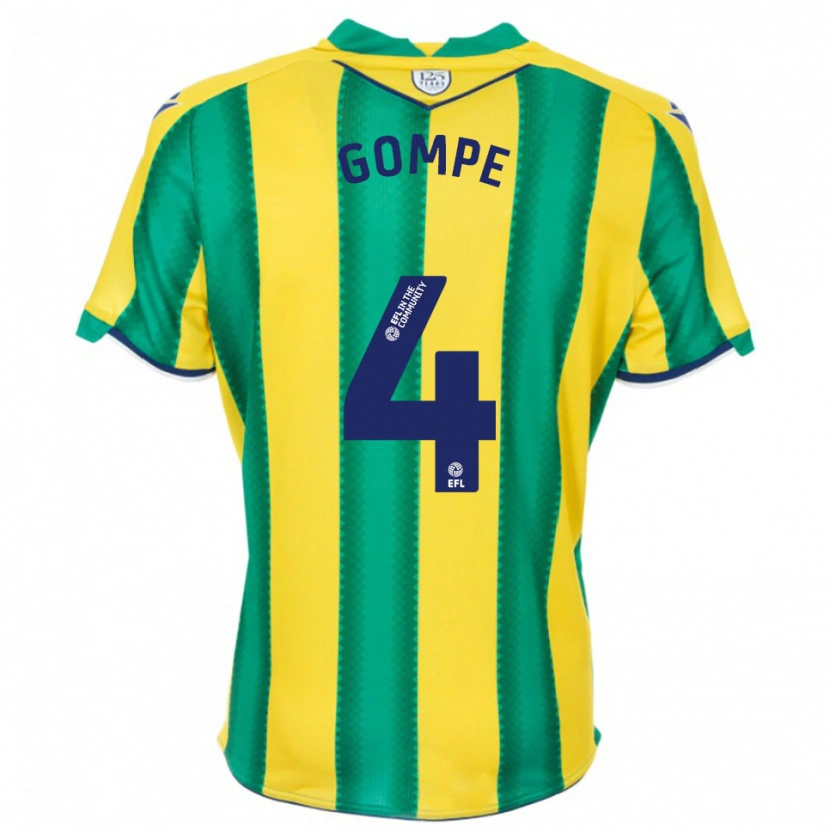 Danxen Kinderen Shane Gompe #4 Geel Groen Uitshirt Uittenue 2025/26 T-Shirt België