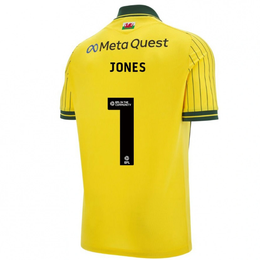 Danxen Kinderen Elliott Jones #1 Geel Groen Uitshirt Uittenue 2025/26 T-Shirt België