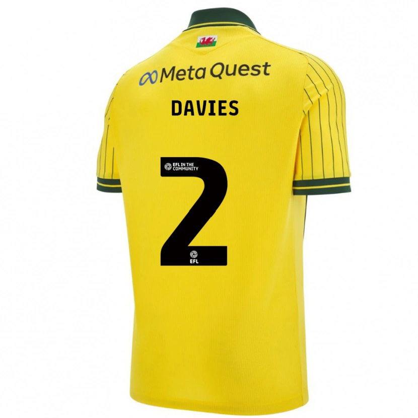 Danxen Kinderen Phoebe Davies #2 Geel Groen Uitshirt Uittenue 2025/26 T-Shirt België