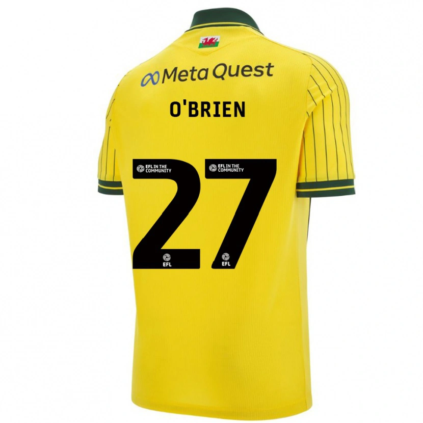 Danxen Kinderen Lewis O'brien #27 Geel Groen Uitshirt Uittenue 2025/26 T-Shirt België