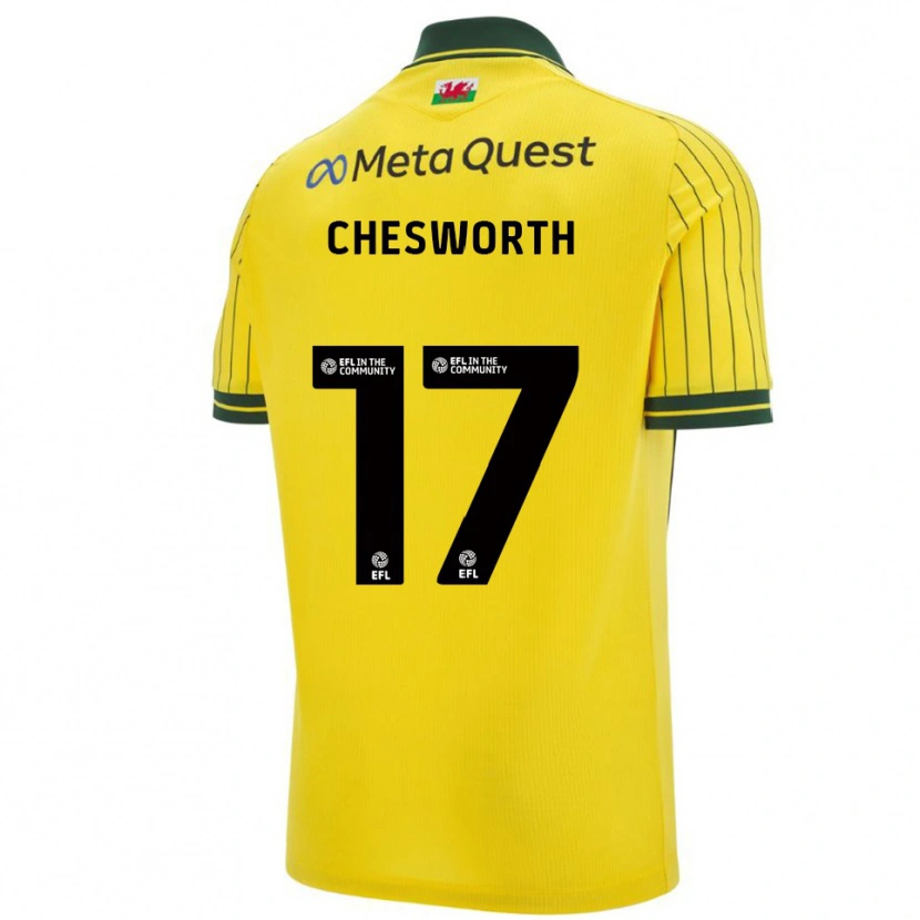 Danxen Kinderen Samuel Chesworth #17 Geel Groen Uitshirt Uittenue 2025/26 T-Shirt België