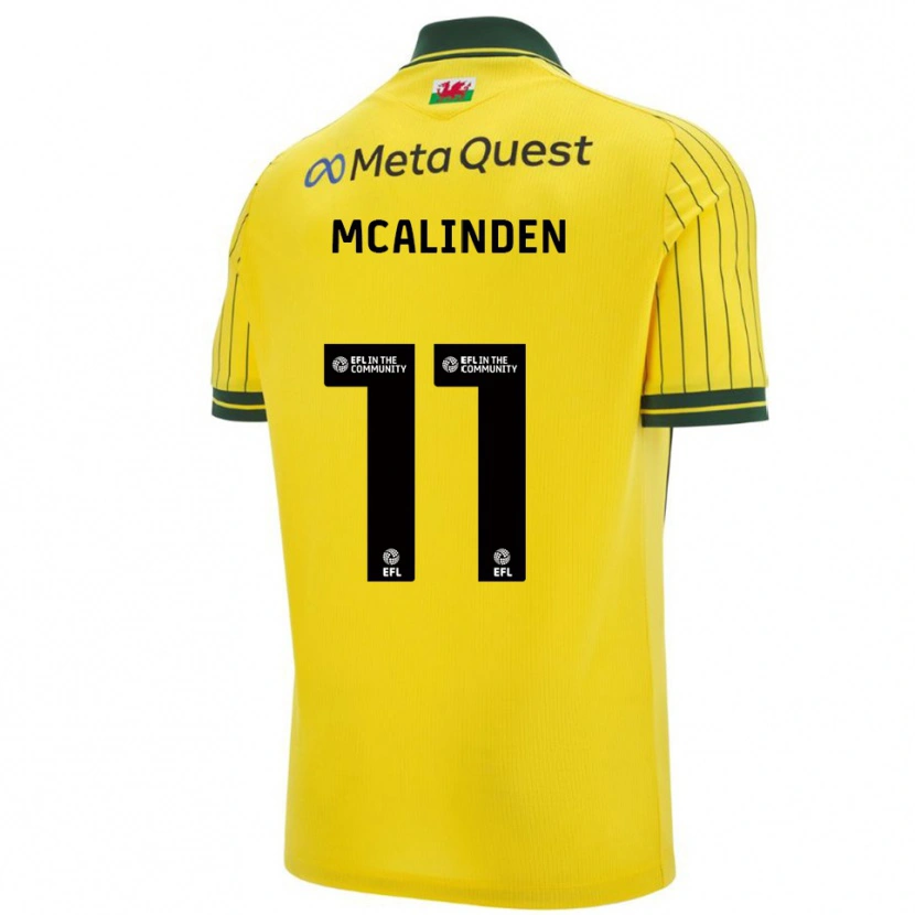 Danxen Kinderen Liam Mcalinden #11 Geel Groen Uitshirt Uittenue 2025/26 T-Shirt België