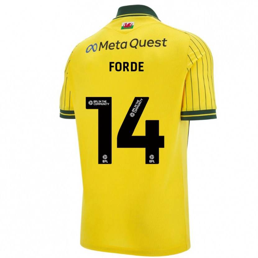 Danxen Kinderen Anthony Forde #14 Geel Groen Uitshirt Uittenue 2025/26 T-Shirt België