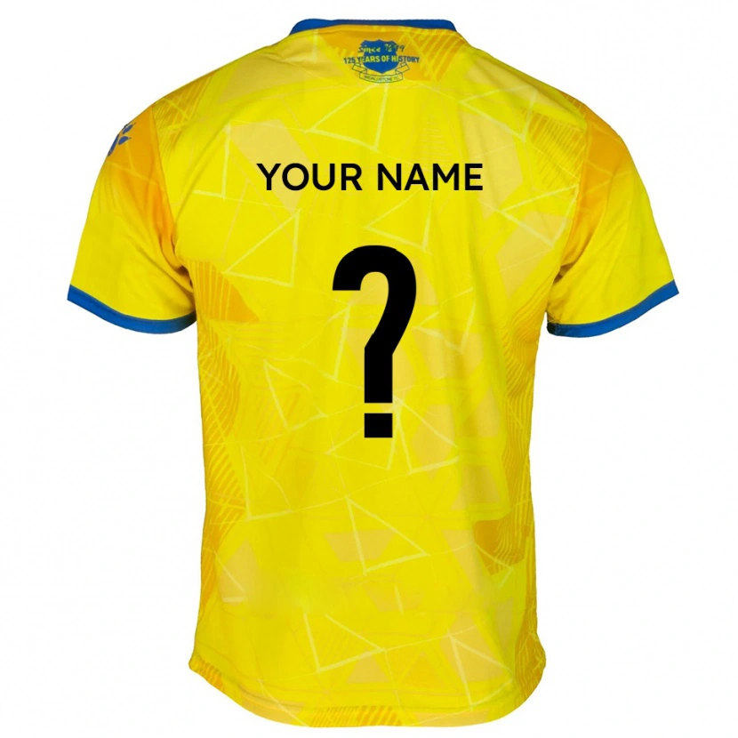 Danxen Kinderen Uw Naam #0 Geel Blauw Uitshirt Uittenue 2025/26 T-Shirt België