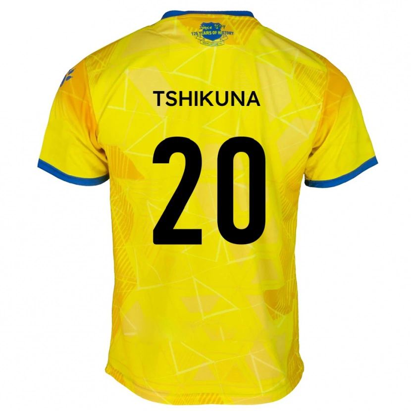 Danxen Kinderen Nathan Tshikuna #20 Geel Blauw Uitshirt Uittenue 2025/26 T-Shirt België
