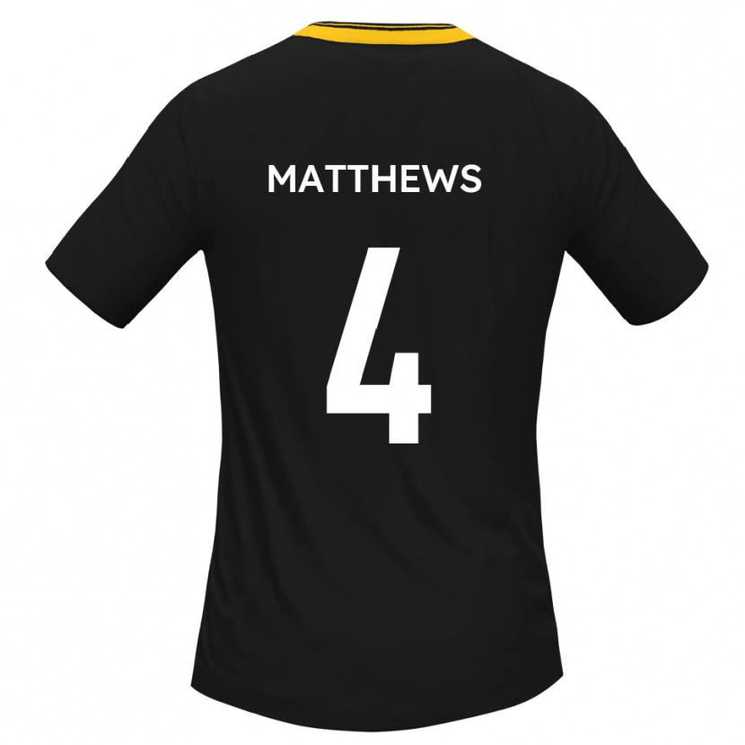 Danxen Kinderen Anton Matthews #4 Zwart Geel Uitshirt Uittenue 2025/26 T-Shirt België
