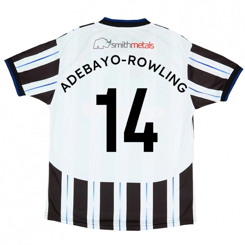 Danxen Kinderen Tobi Adebayo-Rowling #14 Wit Zwart Uitshirt Uittenue 2025/26 T-Shirt België