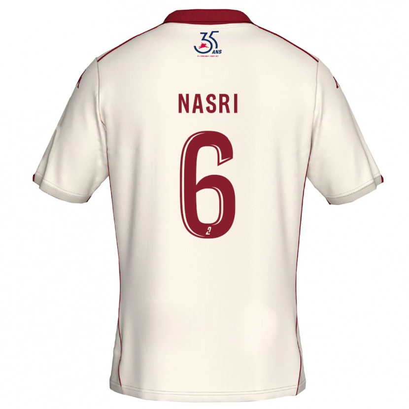 Danxen Kinderen Rayane Nasri #6 Wit Bourgondisch Uitshirt Uittenue 2025/26 T-Shirt België