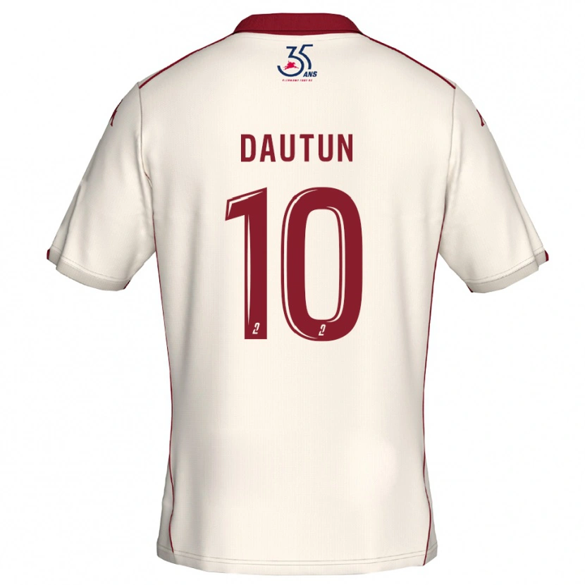 Danxen Kinderen Margaux Dautun #10 Wit Bourgondisch Uitshirt Uittenue 2025/26 T-Shirt België