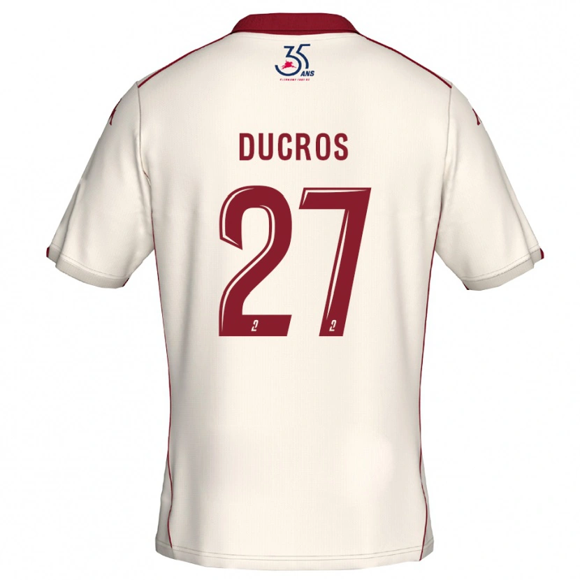 Danxen Kinderen Estelle Ducros #27 Wit Bourgondisch Uitshirt Uittenue 2025/26 T-Shirt België