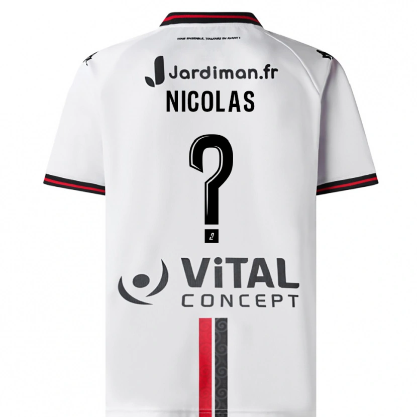 Danxen Kinderen Corentin Nicolas #0 Wit Rood Uitshirt Uittenue 2025/26 T-Shirt België